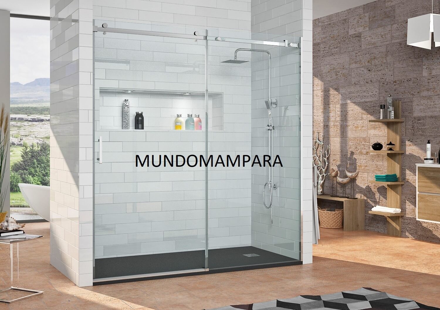 Mampara ducha frontal 3 hojas corredera\Mod.PORTLAND – MamparaStore